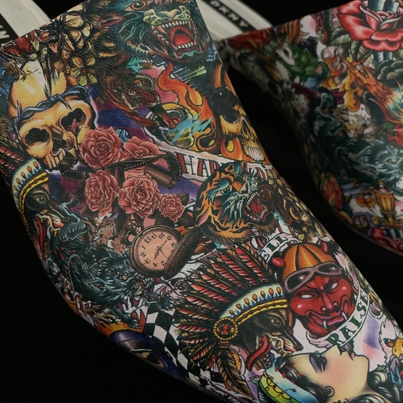 One of a kind HYDROGRAPHIC tattoo pearl stud heel - Picture 5 of 8